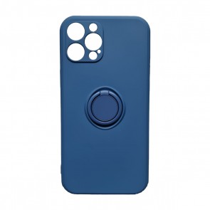 Husa silicon compatibila cu iPhone 12 Pro Max cu inel rotativ eSelect albastru