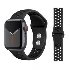 Bratara silicon compatibila Apple Watch 1/2/3/4, 42/44 mm, M/L, 8013ACS-negru