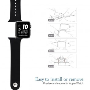 Bratara silicon compatibila Apple Watch 1/2/3/4, 38/40 mm, S/M, 8006ACS-negru